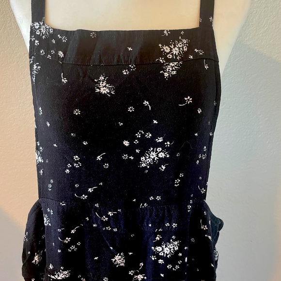 Free People Black Sweet in the Streets Overall and White Floral Jumpsuit Large - Picture 4 of 10